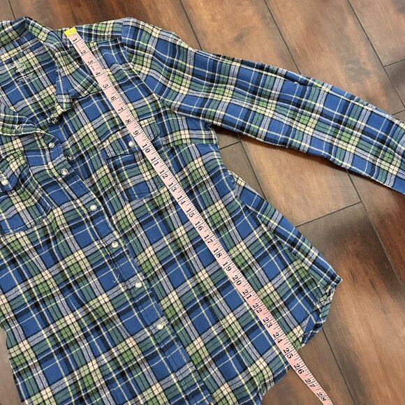 Bohemian Cowgirl Shirt Button Down Plaid Cow Skull Print on back L TOP blouse - Picture 8 of 8